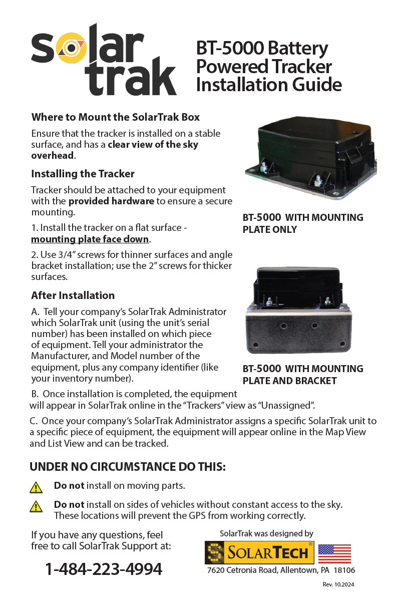Battery Powered Tracker Install Guide