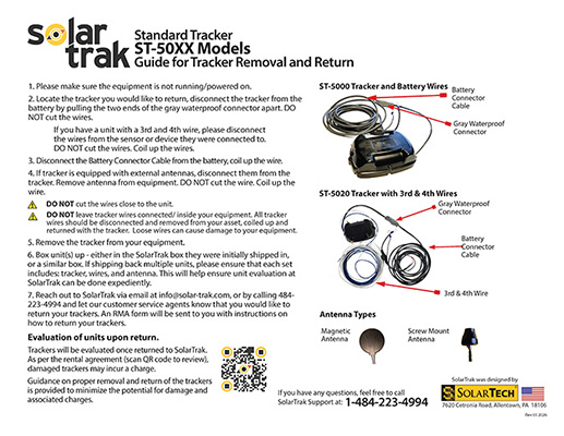 Standard Tracker ST-50XX Series Removal & Return Instructions