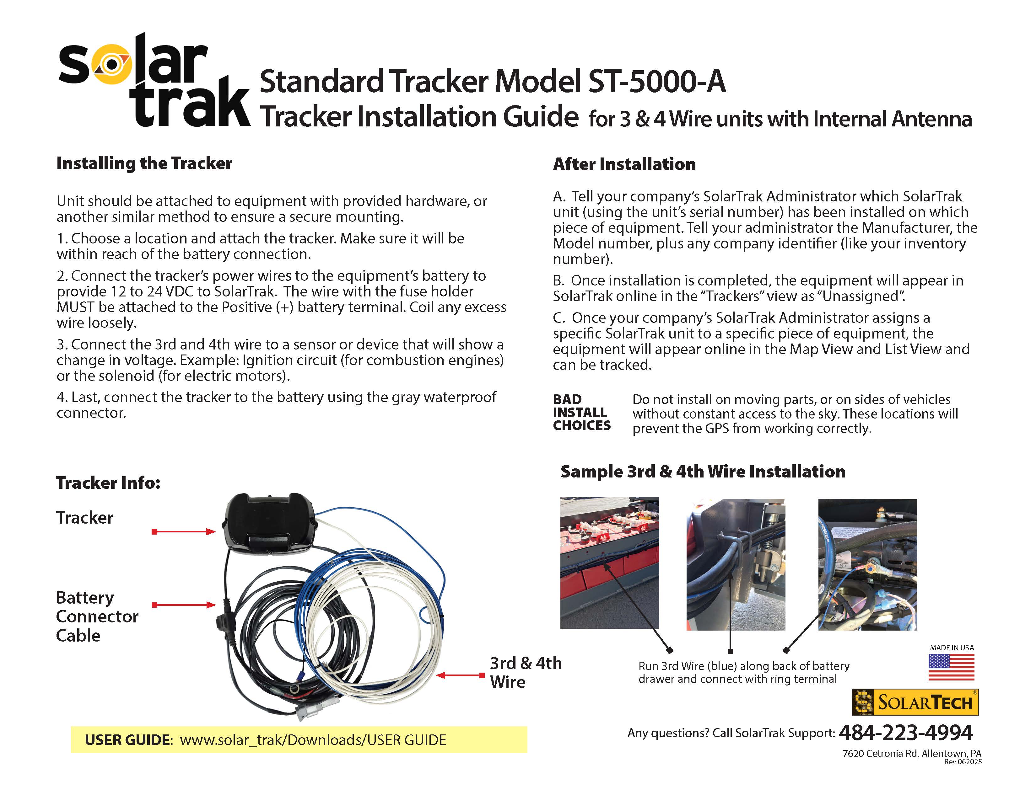 Quick Install Guide - Standard Tracker - Internal Antenna - 3rd/4th Wire PDF