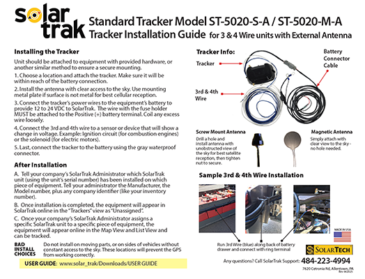 Quick Install Guide - Standard Tracker - External Antenna - 3rd /4th Wire PDF